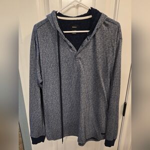 RVCA Blue Hooded Long Sleeve Shirt